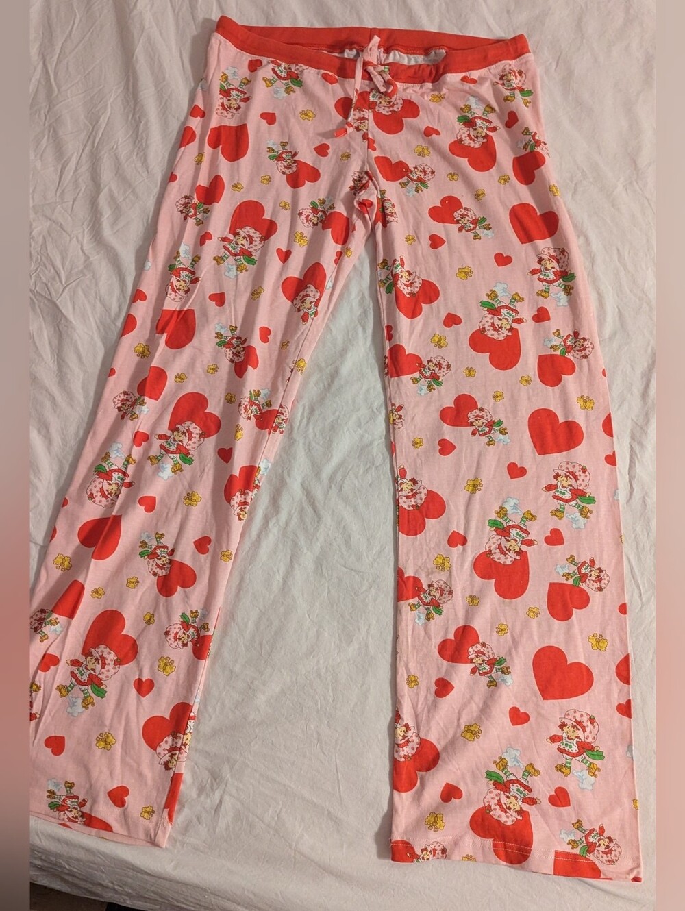 Strawberry Shortcake Pajama Lounge Pants roller skating Hearts Sz L 2004 Y2K